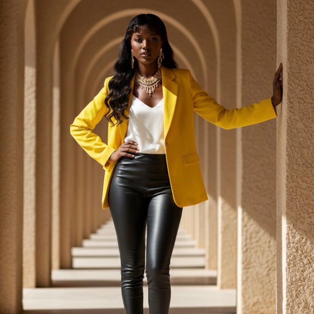 Banana Republic Long Wool Sculpt Blazer Yellow Size 8 NWT - Picture 3 of 13